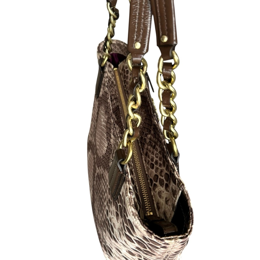🆕 Coach Madison Tote Python Print Satin Leather Shoulder Bag - Picture 11 of 13